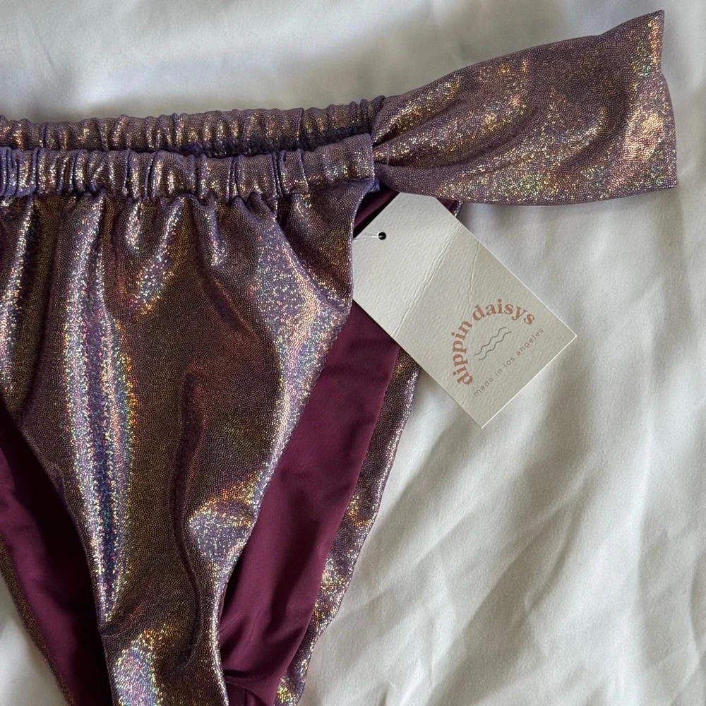 NWT Dippin’ Daisy’s Iridescent Holographic Purple Shimmer Bikini Set – Size XL - Picture 6 of 11